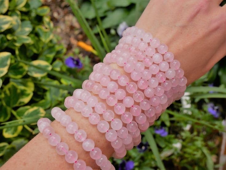 Rose Quartz Bracelet - Stone of Love and Courage,Stretch Natural