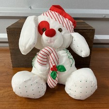 Fisher Price Puffalump White Dog Candy Cane Plush Stuffed Animal