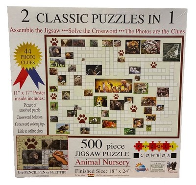 Sunsout 500 Pc Jigsaw Puzzle Animal Nursery Crossword Puzzle 2 In 1 #10160