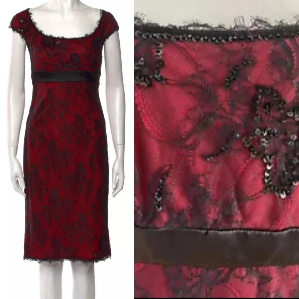 tadashi shoji red and black lace dress Tadashi Shoji Red Lace Dresses for Women for sale