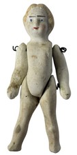 Antique Miniature Bisque Doll Germany Wire Jointed 5-1/2 cm with Knobby Knees