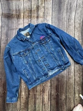 Vintage Planet Hollywood Maui Denim Jacket Men’s Large L Blue Jean Embroidered