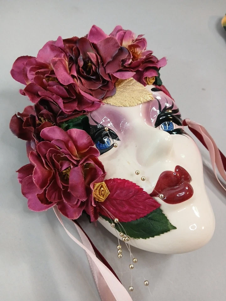 Hand Painted Woman Face Mask Mardi Gras, Signed Kathleen Thomas New Orleans  - Image 3 of 4