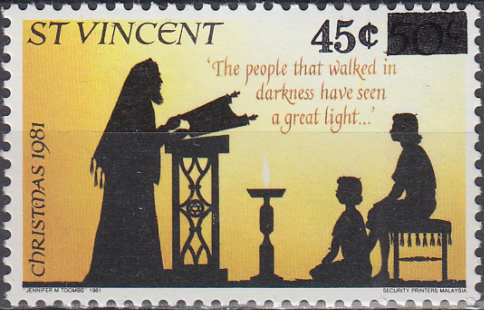 St Vincent Defin Christmas New Value O/P 1983 MNH-1 Euro