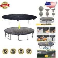 Durable 12ft Trampoline Cover Black Weatherproof UV Resistant Snow Dust Proof