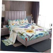 Dragonfly Fitted Sheet Butterfly Bedding Set Girls Women Twin Multi 04