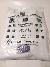 New MTI Adult Small Size 3 Martial Arts White Uniform Top, Bottom, Belt