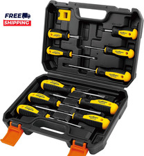 11-Piece Magnetic Screwdriver Set with Case 5 Phillips 5 Flat Head Tips