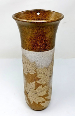 Wizard of Clay Bristoleaf Pottery 11.5-inch Wall Pocket Vase Maple Leaf Imprint