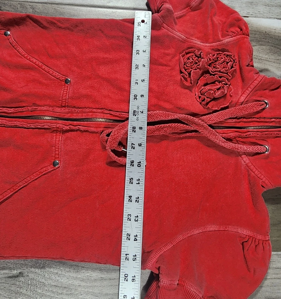 Sudadera con Capucha De Colección Y2K Juicy Couture Manga Corta Para Mujer S Roja Floral Rory Gilmore Foto 4 de 4