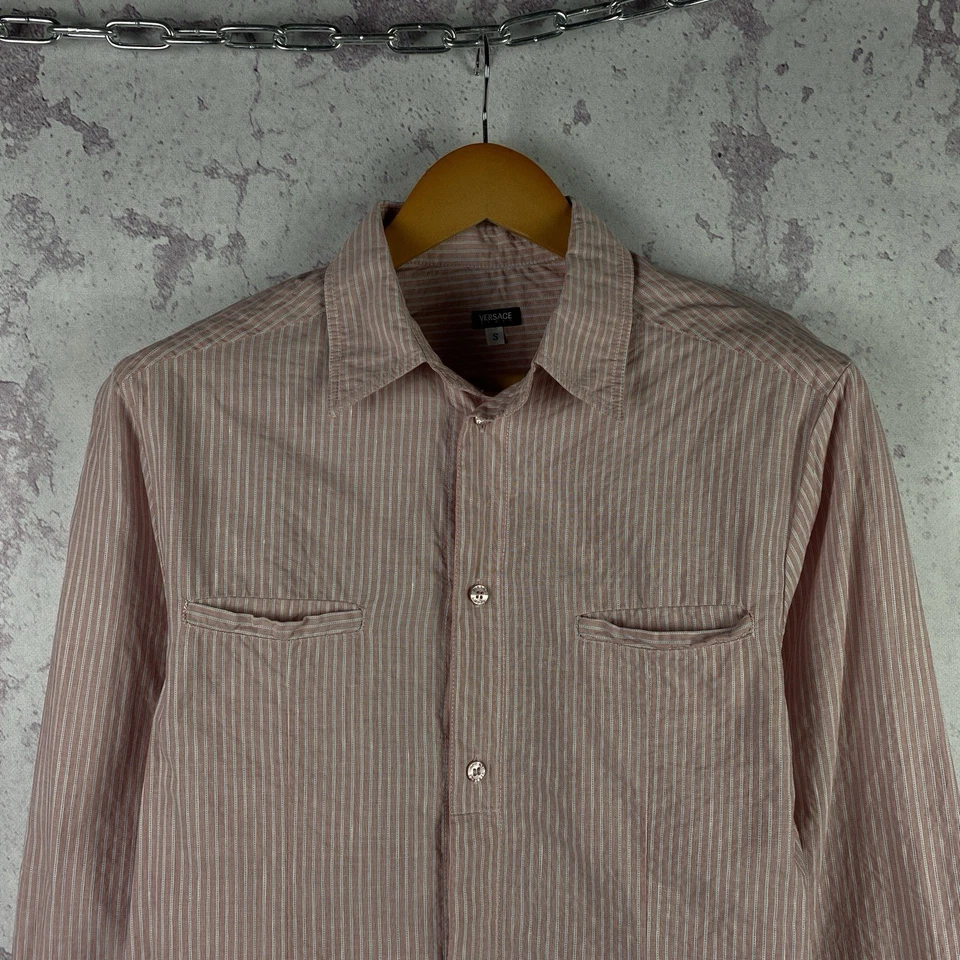 Vintage Versace Sport Linen Button Up Shirt Men’s Luxury Y2K Italy Long Sleeve - Image 2 of 4