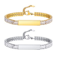 Free Personalized ID Bracelets for Women,Custom Name Love Valentine's Day Gifts