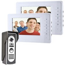 7" LCD 2 Monitor Wired Video Door Phone Doorbell Intercom System IR Night Vision
