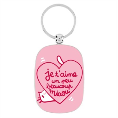 Porte clés OPAT modèle Je t'aime un peu beaucoup miaou - Derrière la porte (DLP)