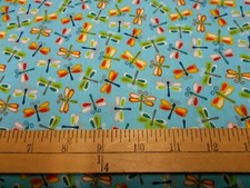 1 yard Dragonflies on Blue Fabric