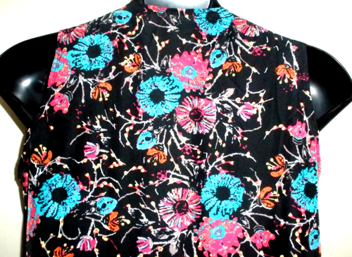 NUEVO SIN ETIQUETAS LulaRoe Negro/Multicolor Estampado Poliéster Túnica Larga Topper Bata M - Imagen 7 de 10