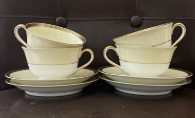 Set of 4 Noritake 3895 Gracewood Coffee/Tea Cup & Saucers Japan