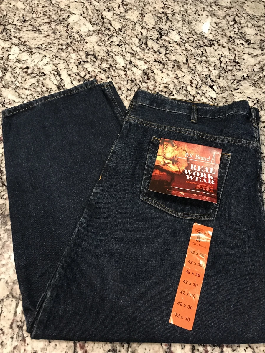 RK Brand Real Work Wear Blue Jeans Men s Size 42 X 30 NWT