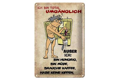 Blechschild Spruch 20x30 cm bin total umgänglich außer Deko Schild tin sign