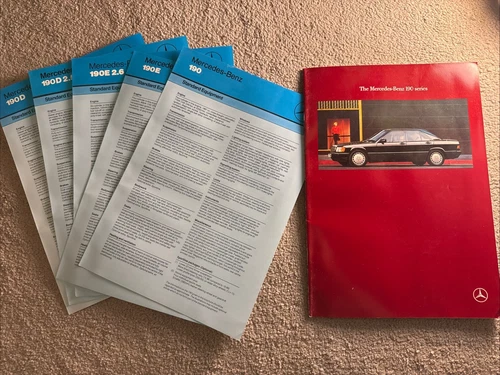 Mercedes Benz 190 Serie 1989 UK Mkt Prestige Verkaufsprospekt + Datenblätter
