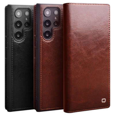 QIALINO Original Genuine Leather Flip Wallet Case For Samsung S23 S24 S25 S26+