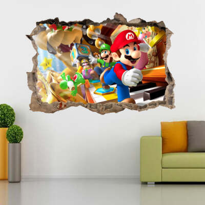 Super Mario Bros 3D Smashed Broken Wall Sticker Decal H196 | eBay