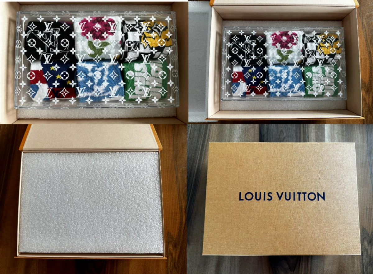 Louis Vuitton LV Archives 6 Socks Set Virgil Abloh Monogram Plexiglass Box  2021