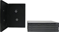  5 Black Quad 4 DVD Cases Boxes Overlap 14mm .55" Slim Wrap Sleeve DV4R14BK