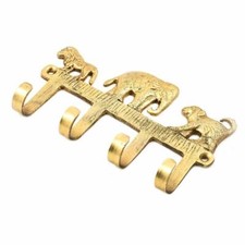 Neu Handgemacht Messing Löwe Elefant Wand Haken Aufhänger Halter 8.13 CM Gold 1