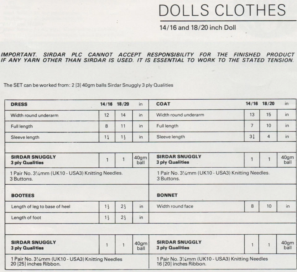 Vintage Knitting Pattern For Baby Dolls Clothes In 3ply       (579) - Image 2 of 2
