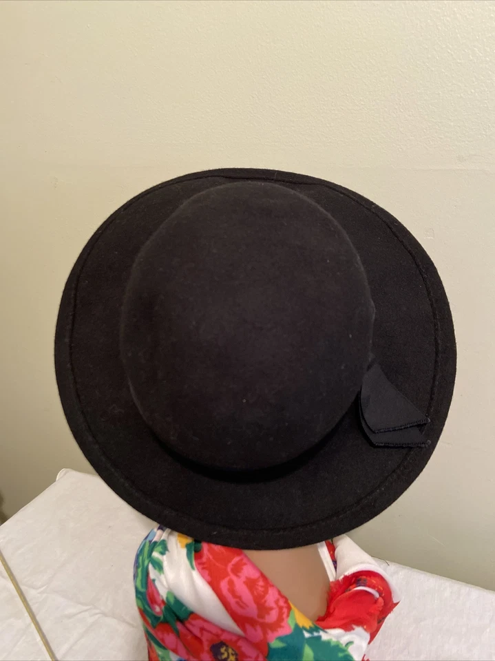 Street Smart By Betmar Sombrero Negro 100% Lana Ala Enrollable Cinta Foto 4 de 4