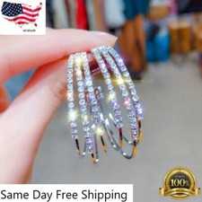 Elegant Silver/Gold/Rose Gold Plated Hoop Earrings for Women Jewelry Lab-Created