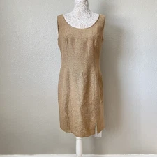 Blushe Impression Sz 14 Tan Tweed Sheath Wool Blend Fall Winter Knee Dress