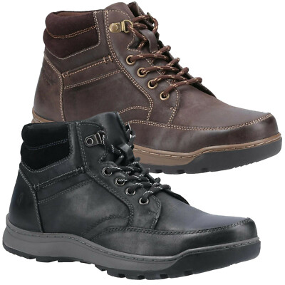 MENS HUSH PUPPIES GROVER LEATHER ANKLE BOOT