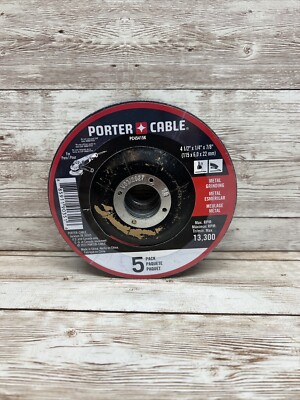 Porter Cable 4-1/2'' x 1/4'' x 7/8'' Metal Grinding Wheel 5 Pack NEW