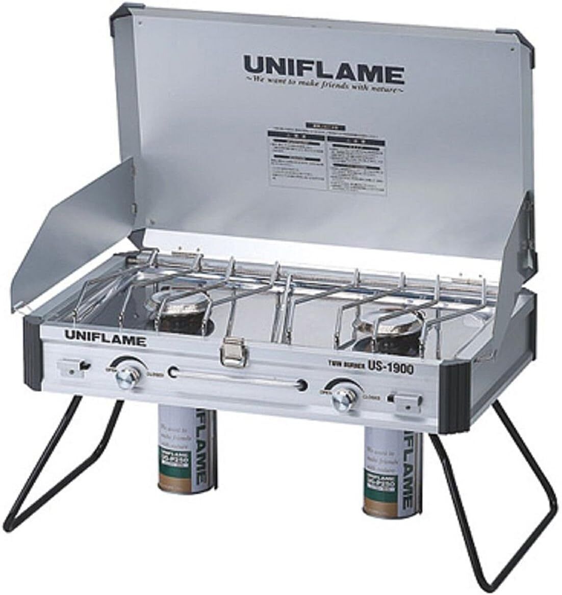 Uniflame Twin Burner US-1900 Silver 610305 Ship from Japan Uniflame Twin Burner US-1900 Silver 610305 Ship from Japan