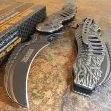 TAC-FORCE STONE WASHED Spring Assisted Open SKELETON Folding Pocket Knife