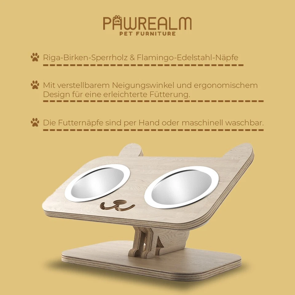 Katzennapf Hochwertige Doppelnäpfe Edelstahl mit Ständer, erhöhte Futternäpfe - Bild 3 von 4