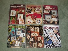 LOT OF 6 LEISURE ARTS "TEDDY BEARS" THEME CROSS STITCH LEAFLETS