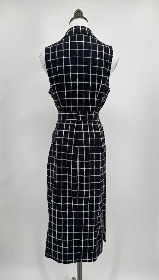 Vestido Camisa Betsey Johnson Negro Ventana Corbata Cintura Sin Mangas a Presión Talla 8 Foto 3 de 4