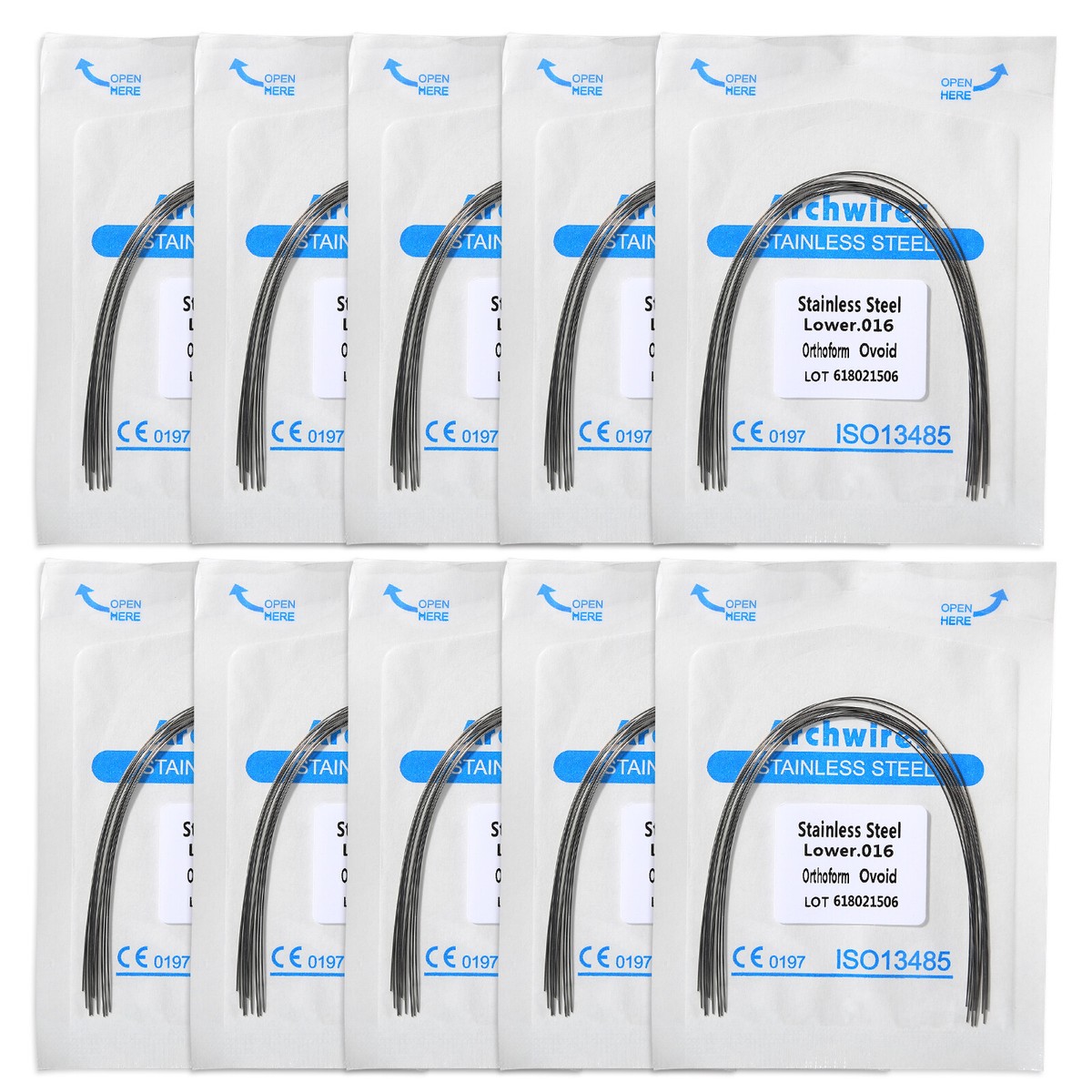 Lot De 10 Fils Pour Arc Orthodontique - Acier Inoxidable - Forme Ronde/Rectangulaire - Neuf Pour Dentiste