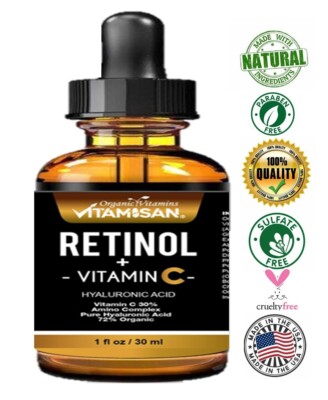 Hyaluronic Acid for Face - 72% Pure organic  Formula - Anti aging serum retinol