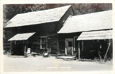 RPPC Postcard Deerlick springs Campground Abandoned Looking Building Trinity Co.