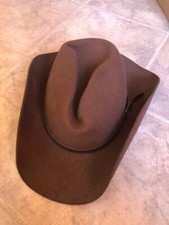 Chapeau Conestoga Marron en Laine Crambes Taille L Large Boucle Cuir Neuf