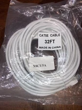 32 FT CAT5 CAT5E Network LAN Patch Ethernet Cable Snag-less Cord White New In Pk