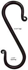 Set of 2 -- Black Wrought Iron "S" Hook -- 4-3/4" High