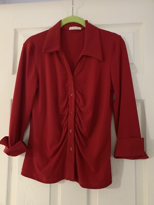 COIN RED HOLIDAY LONG SLEEVE BLOUSE | eBay