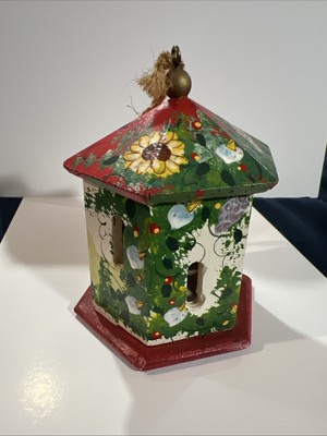 Vintage Wooden Butterfly Cricket House Hexagon Hand painted Price 