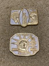 1886-1986 100 Years of Liberty Base Metal Belt Buckle Lot Lady Statue 1985 Rare