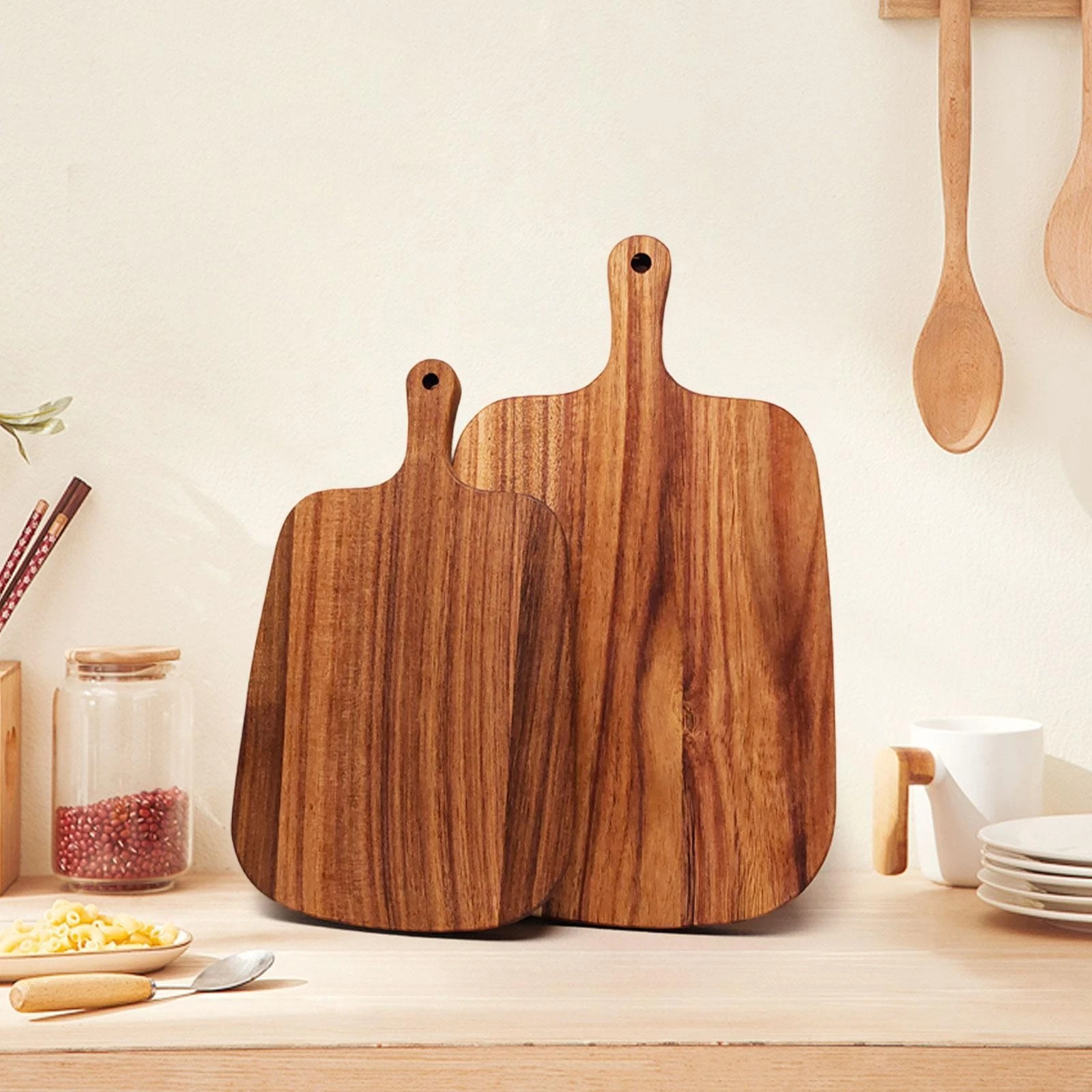 Acacia Wood Cutting Board with Handle and Hanging Hole for Vegetables Bread
Opens in a new window or